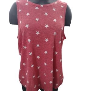 Women's Maurices Star Pattern Tank Top SZ Lg With A Sexy Strappy Back Detail